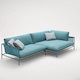 Blue three seater sofa with L bend